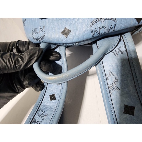 Authentic MCM Visetos Small Side Stud Stark Backpack Munich Blue - Picture 11 of 16